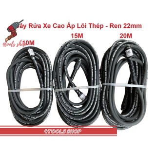 Dây rửa xe LÕI THÉP loại tốt REN 22mm , dùng cho máy xịt rửa áp lực cao (phụ kiện máy rửa xe)
