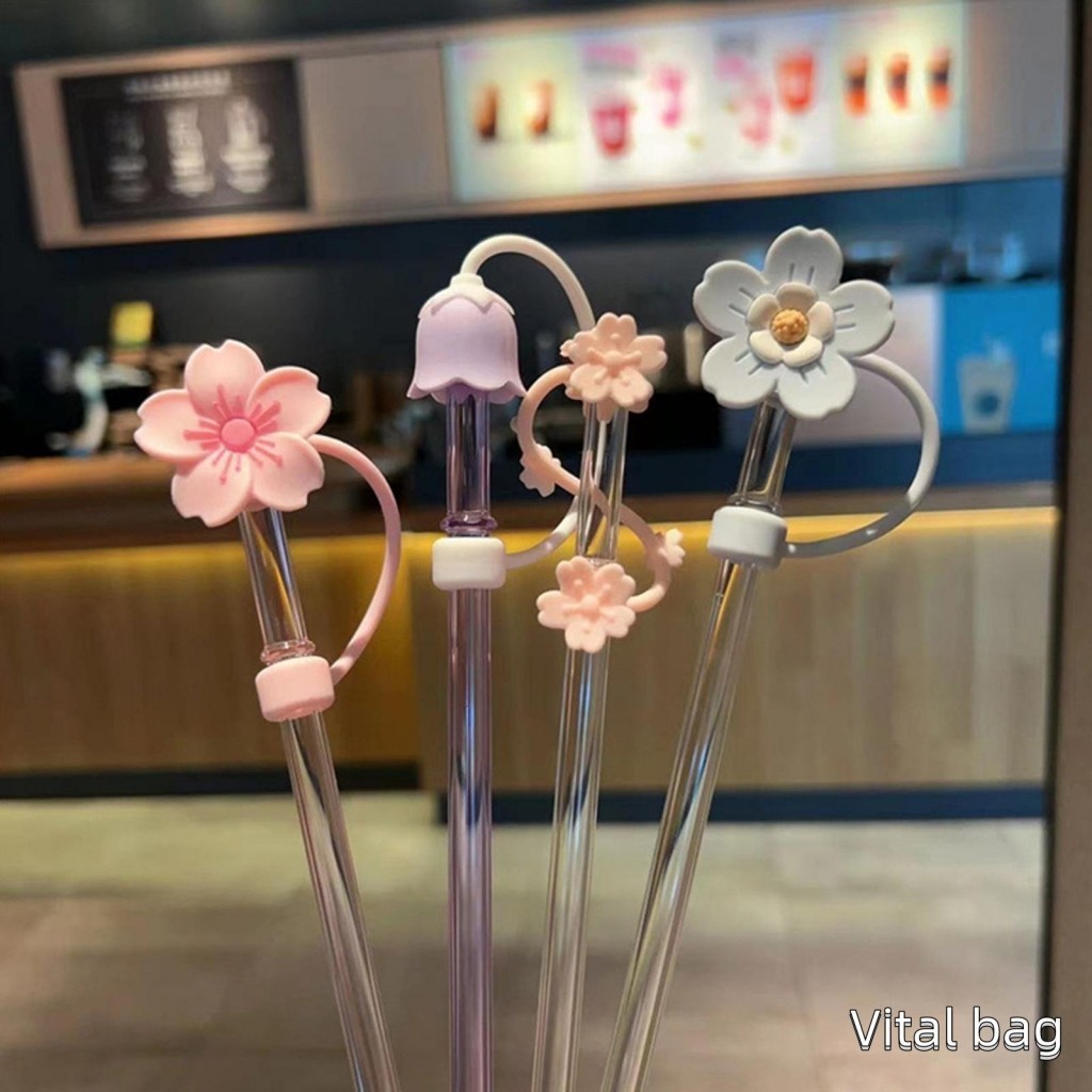 Dễ Thương Hoa / Động Vật Ống Hút Nắp Ống Hút Silicon Chống Bụi Có Thể Tái Sử Dụng Ống Hút Topper