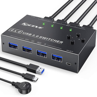 KCEVE  4 Port USB 3.0 Switch Selector,KVM Switcher 4 Computers Sharing 4 USB Devices,USB Peripheral Switcher for Keyboard Mouse