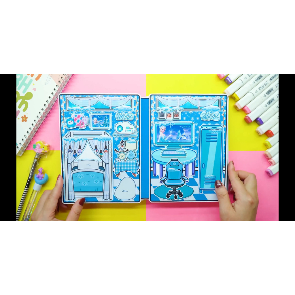 Ngôi nhà của bé House of Queen Elsa In Quiet Book Đồ chơi giấy tocaboca life bằng giấy DIY cho bé