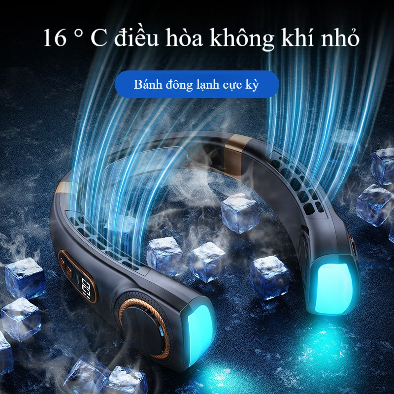Quạt cổ nâng cấp màn hình LED thông minh Quạt sạc USB quạt cổ nhỏ gió mạnh quạt cầm tay quạt thể thao
