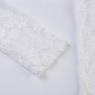 Áo lưới dài tay WEETW, Áo ren cổ cao nửa cổ rỗng, Áo lót mỏng phong cách Pháp dự tiệc