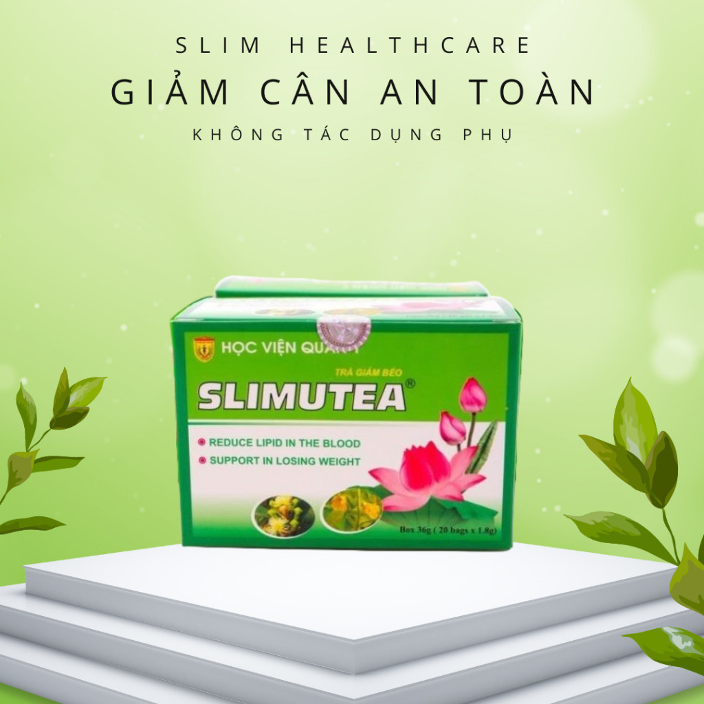 TRÀ GIẢM CÂN SLIMUTEA (H/20G/1,8GR) Trà lá sen detox thảo mộc giảm mỡ Học viện Quân Y Hộp 20 Gói  SLhealthcare