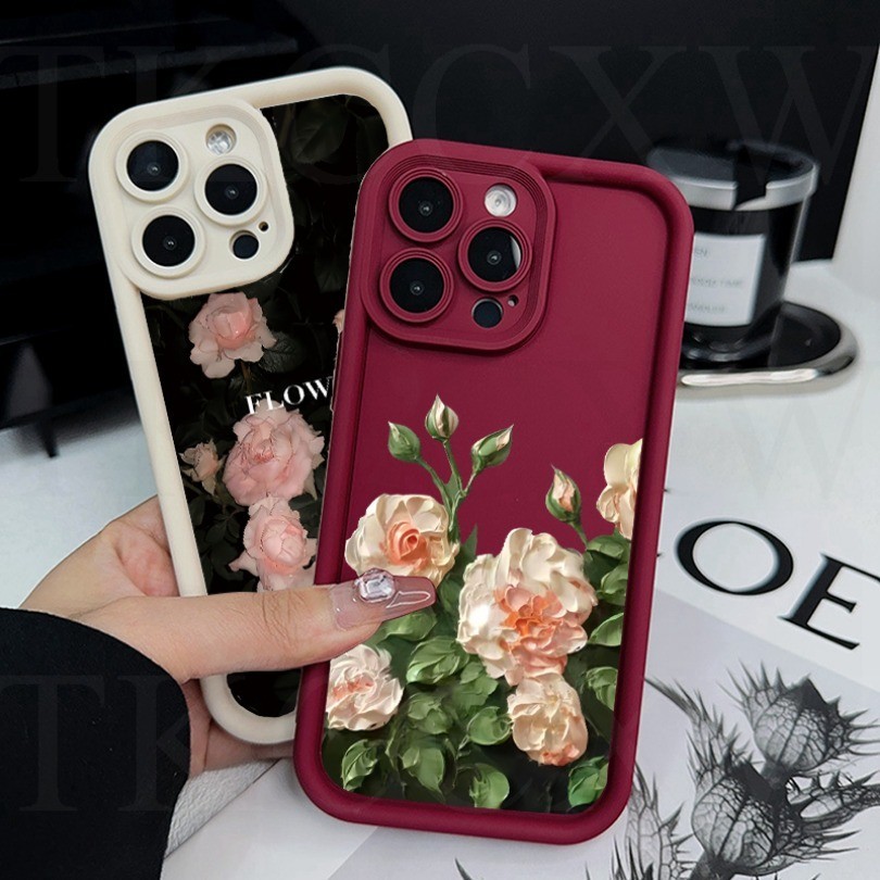 Tranh sơn dầu hoa hồng hoa chống sốc cho Samsung Galaxy S24 S23 S22 Ultra S23 S24 Plus S23 S21 S20 FE S24 + S23 + Vỏ mềm mắt thiên thần dễ thương