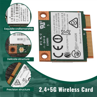 Băng tần kép 2.4 + 5G 300M 802.11A / B / G Wifi Bluetooth 4.0 Thẻ Pci-E nửa Mini không dây cho Bcm943228Hmb 718451-001
