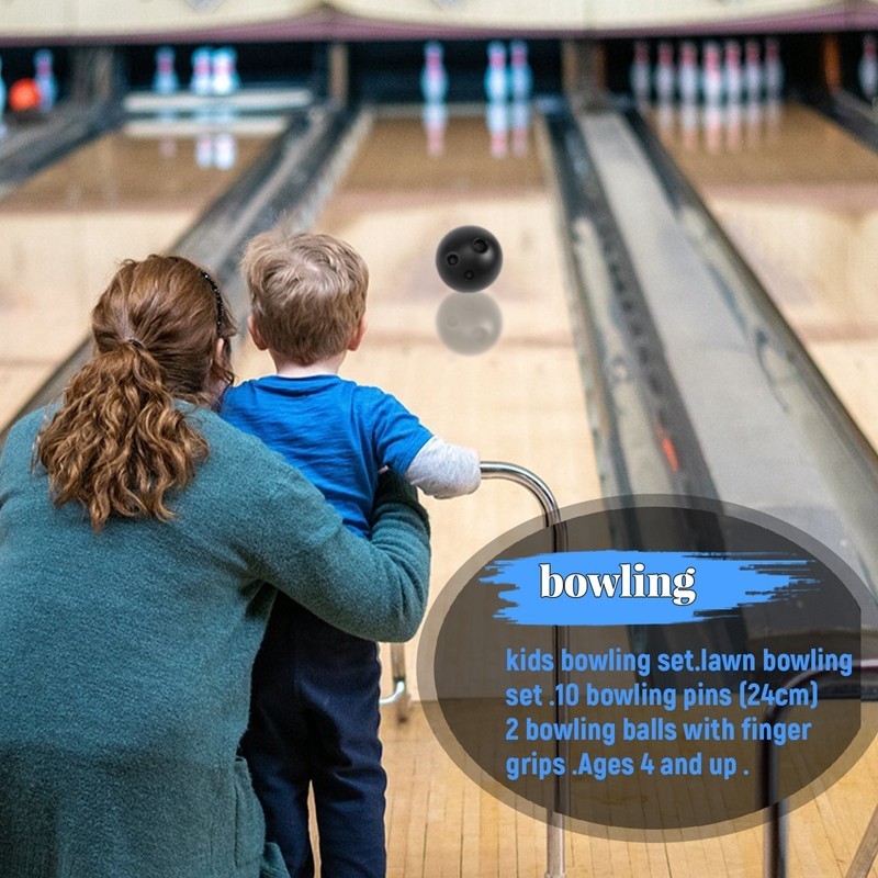 1 Bộ Bowling Cho Trẻ Em & Người Lớn 2 Bóng Với 10 Chân Cho Gia Đình Trẻ Em Và Người Lớn Sân Sau