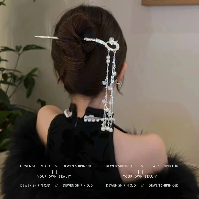 Phong Cách Cổ Phượng Hoàng Tua Rua Kẹp Tóc Mới Phong Cách Trung Hoa Hanfu Sườn Xám Phong Cách Dài Kẹp Tóc Nữ Kẹp Tóc Mũ Đội Đầu