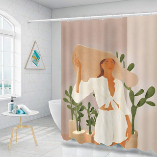 Giữa Thế Kỷ Morandi Màn Tắm Phòng Tắm Trang Trí Polyester Chống Thấm Nước Màn Tắm Vải Trang Trí Phòng Tắm Bộ Có Móc