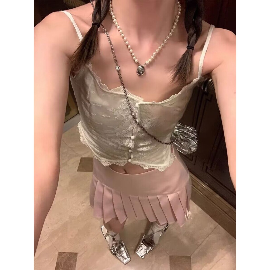 Áo vest trắng Milyfashion cho phụ nữ, phong cách ngọt ngào và cay, thiết kế mới, ôm sát, sexy, lớp nền ren, áo khoác ngoài thời thượng
