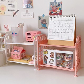 Kệ Nhựa Mini 2 Tầng Mini Đựng Đồ Đa Năng Siêu Xinh