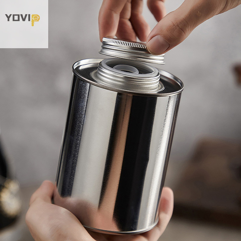 Yovip Bạc Tròn Cà Phê Đậu Bảo Quản Có Thể Nhà Bếp Nắp Vít Cà Phê Đường Thiếc Tổ Chức Hộp Đựng Bao Bì VN