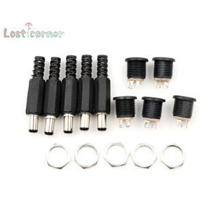 [Lostcorner] 10 Cái Đầu nối phích cắm điện nam 5,5mm x 2,1mm Khóa vít Ổ cắm bảng điều khiển nữ [Mới]