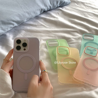 Ốp Từ Tính Bán Trong Suốt Cho Apple iPhone 15 14 13 12 Pro Max Frosting Matte Casing iPhone Hàn Quốc Thẩm Mỹ Tím Hồng Xanh Vàng Xanh Dương Phong Cách Y2K