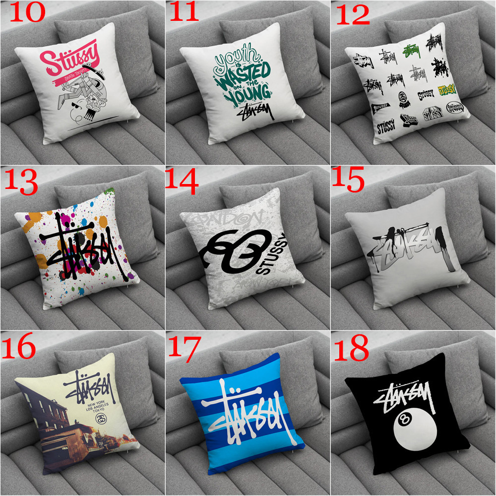 Art Stussy Logo Ném Vỏ Gối In Một Mặt Sofa Phòng Khách Quà Tặng Ô Tô Đệm Quà Tặng Trẻ Em (Không Có Lõi)