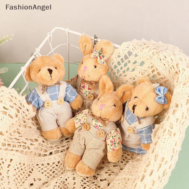 FashionAngel Dễ Thương Mặc Quần Áo Gấu Sang Trọng Hoạt Hình Mặt Dây Chuyền Búp Bê Nhồi Bông Mềm Móc Khóa Ba Lô Túi Ô Tô Móc Khóa Trang Trí Nhẫn Trẻ Em Quà Tặng TH