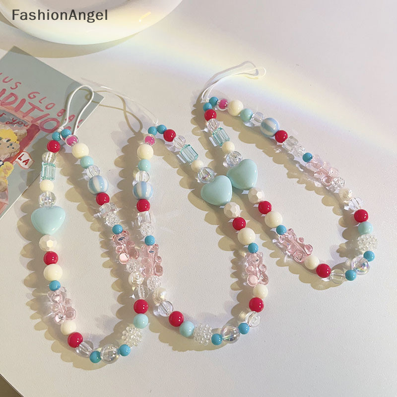 FashionAngel Xanh Hồng Nơ Hạt Dây Chuỗi Điện Thoại, Dây Đeo Cổ Tay, Chống Mất, Phụ Kiện Túi