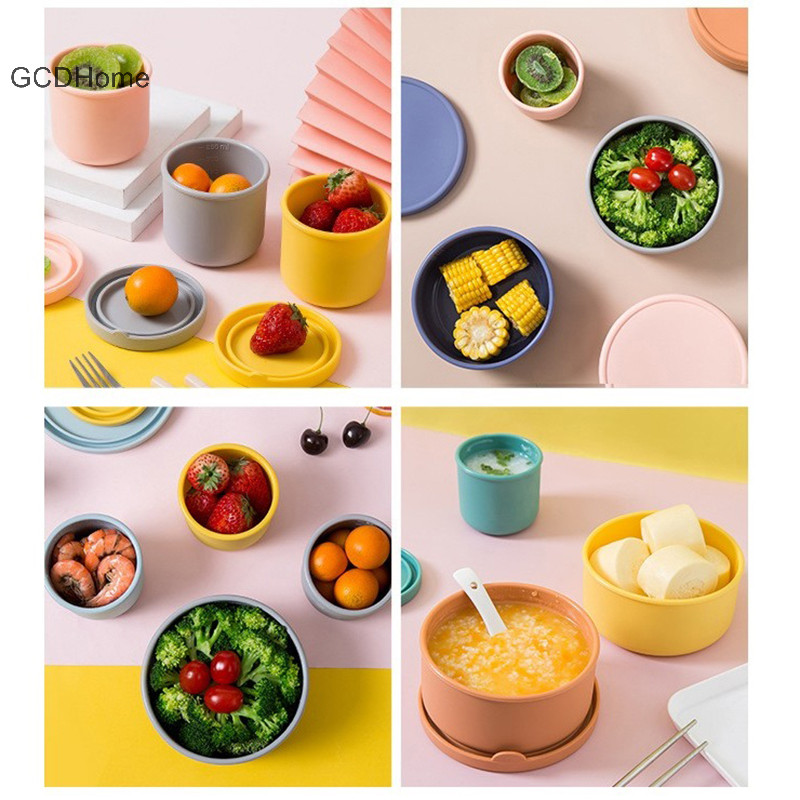 Gcdhome 250ML Hộp Cơm Trưa Trẻ Em Salad Hộp Cơm Trưa Không Silicon Có Nắp Hộp Bento Có Thể Tái Sử Dụng Khuôn Làm Đá Nóng