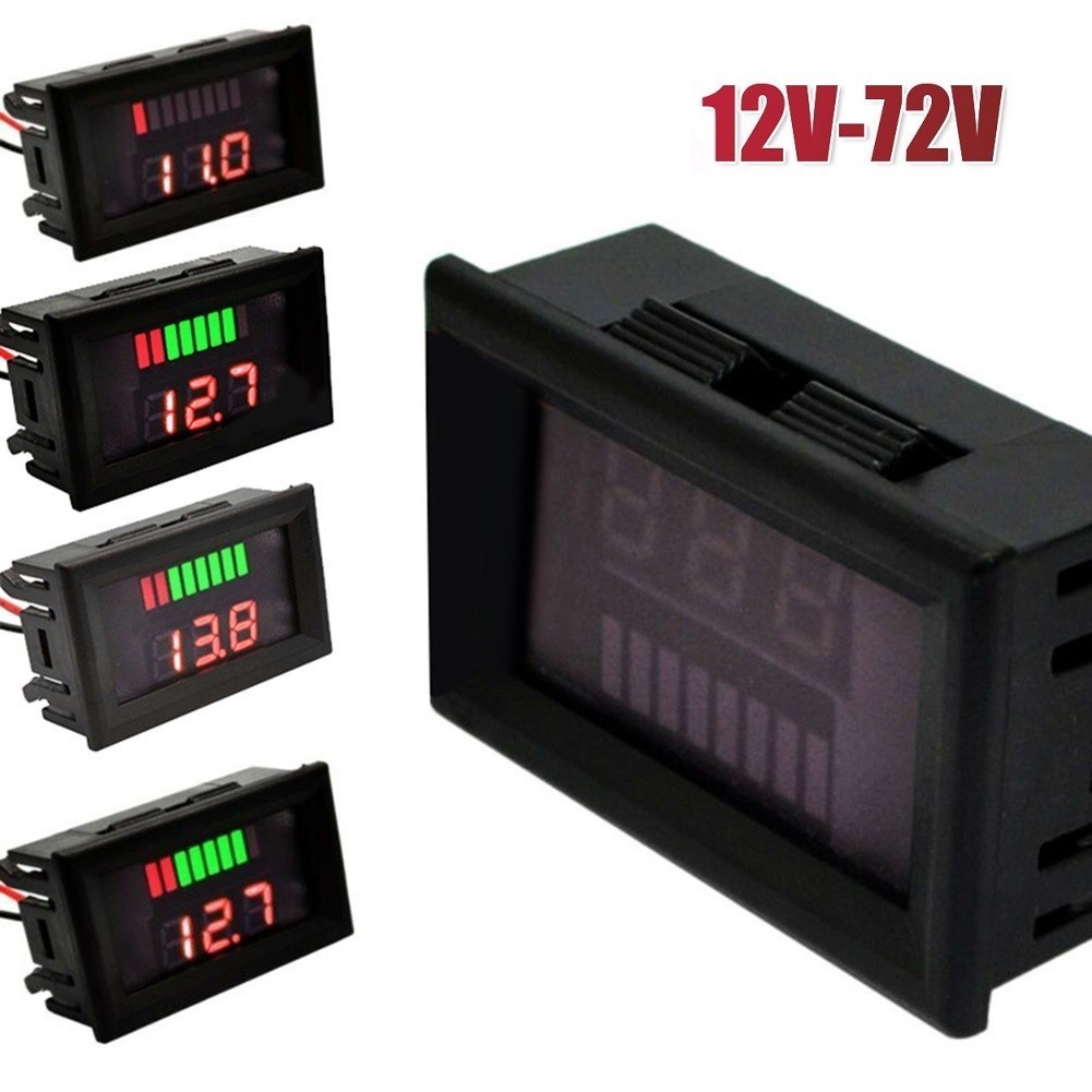 12v-72v Xe Máy Hàng Hải LED Kỹ Thuật Số Vôn Kế Đồng Hồ Đo Điện Áp Pin