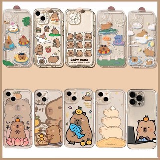 Ngộ nghĩnh Capybara Cặp Đôi Cho IPhone 13 12 Mini Pro Max 11 Hoạt Hình Dễ Thương Đôi Mắt Thiên Thần Mềm TPU Trong Suốt Vỏ Điện Thoại