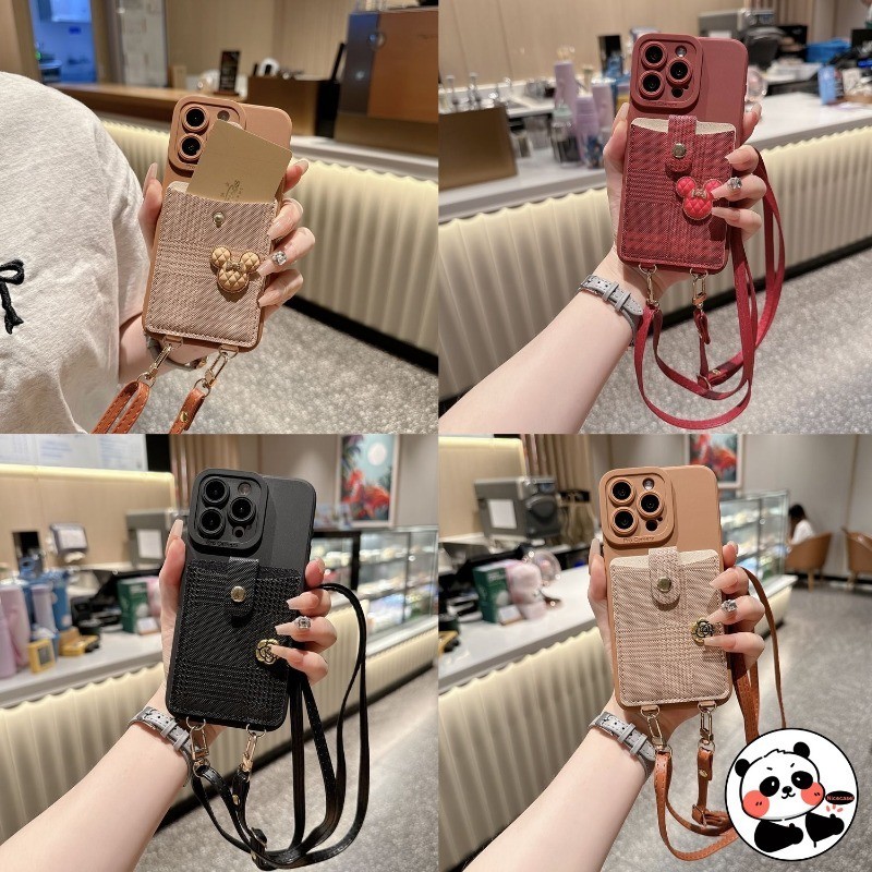 Ốp Ví Cho OPPO Reno 11A 11F 11 10 9 8 Pro Plus 11F 8T 5G 4G Vỏ Sang Trọng Dễ Thương Hoa Mickey Mềm TPU Vỏ Điện Thoại Dây Đeo