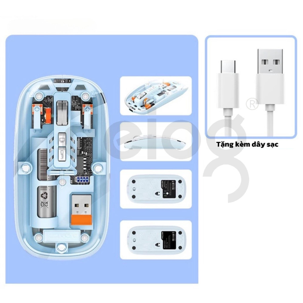 Chuột Bluetooth Không Dây M233 Vỏ Trong Suốt Độc Lạ Độ Nhạy Cực Cao Chống Ồn Silent 2026