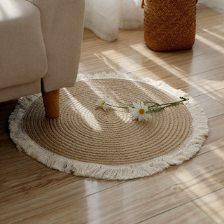 Trang Trí Nhà Cửa Tua Rua Dệt Tay Sợi Cotton Dây Thảm Sàn Ban Công Phòng Khách Cotton Vải Lanh Thảm Phong Cách Nhật Bản Tròn B & B B Phòng Ngủ Sàn Thảm Sàn