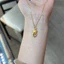 Màu Vàng Kitty Trái Tim Vòng Cổ Hello Kitty Kẻ Sọc Hồng Tím Trái Tim Zircon Mặt Dây Chuyền KT Nữ Vòng Cổ