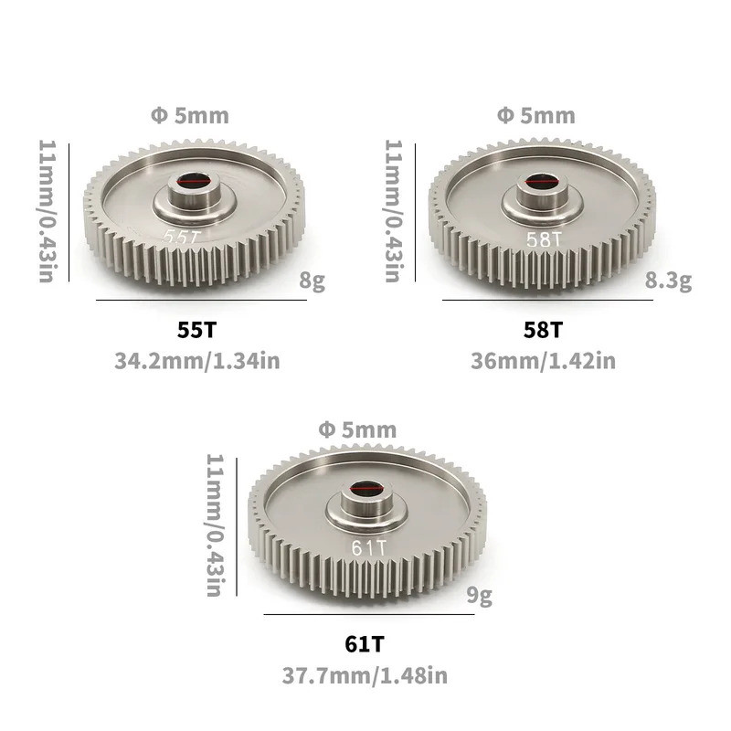 55T 58T 61T Tốc Độ Cao Spur Gear 51004 53665 Cho TAMIYA TT01 TT-01 1 / 10 RC Xe Nâng Cấp Phần Phụ Kiện
