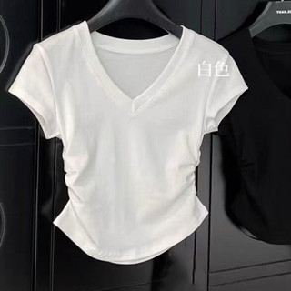 Áo Kiểu Babytee croptop Cổ Tim Rúm Eo Nữ Xinh xắn