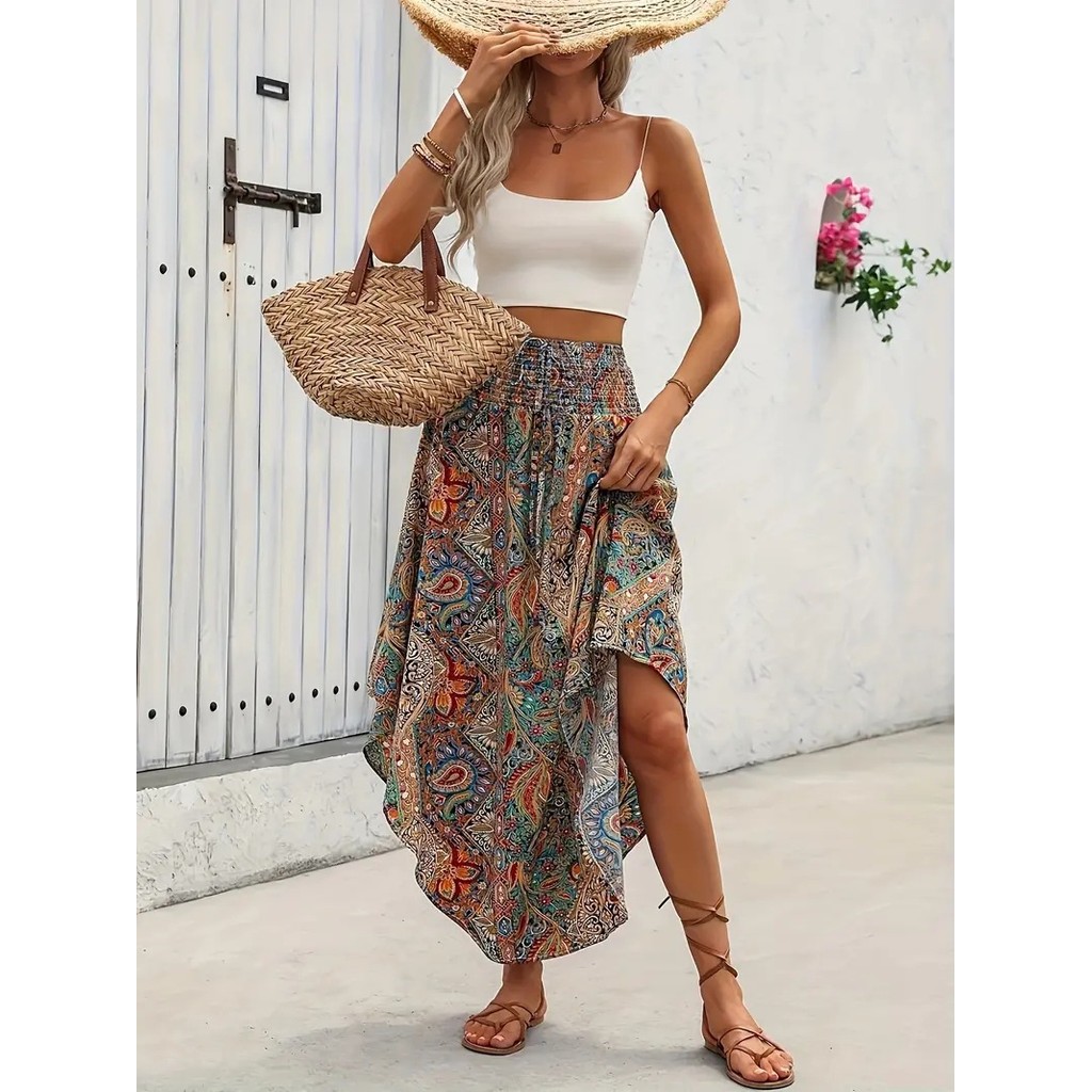 A.t.a Phong Cách Mới Bohemian Nổi Tiếng Phong Cách Dân Tộc Váy Chữ a In Độc Đáo Váy Phù Hợp Với