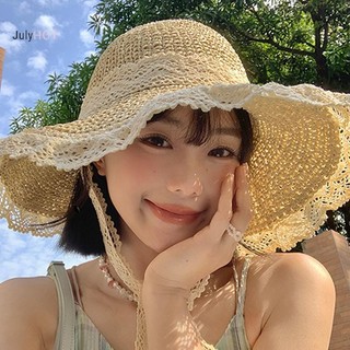 Julyhot Mũ chống nắng vành lớn thoáng khí dành cho nữ, Mũ rơm đi chơi bãi biển mùa hè Massivedeals