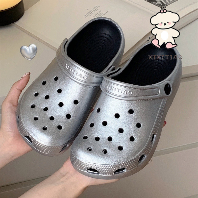 Xixitiao Lỗ Giày Ngoài Trời EVA Influencer Thời Trang Phong Cách Đường Phố ins Hợp Thời Trang Mùa Hè Đế Mềm Nữ Phong Cách Mới Đi Biển