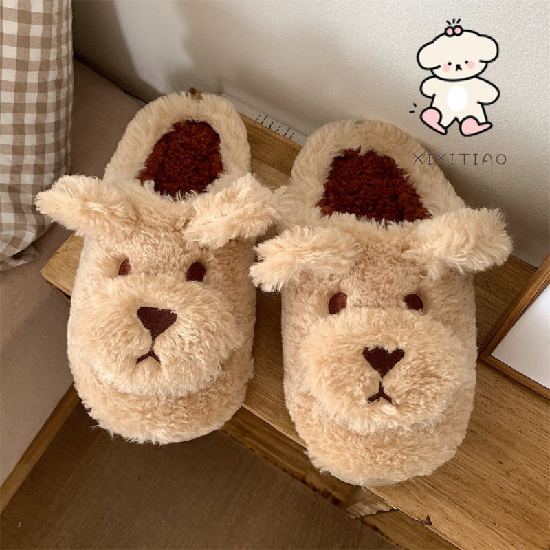 Xixitiao Dép Cotton Hoạt Hình Dễ Thương Ấm Áp Nữ Thu Đông Học Sinh Sử Dụng Tại Nhà Đế Mềm