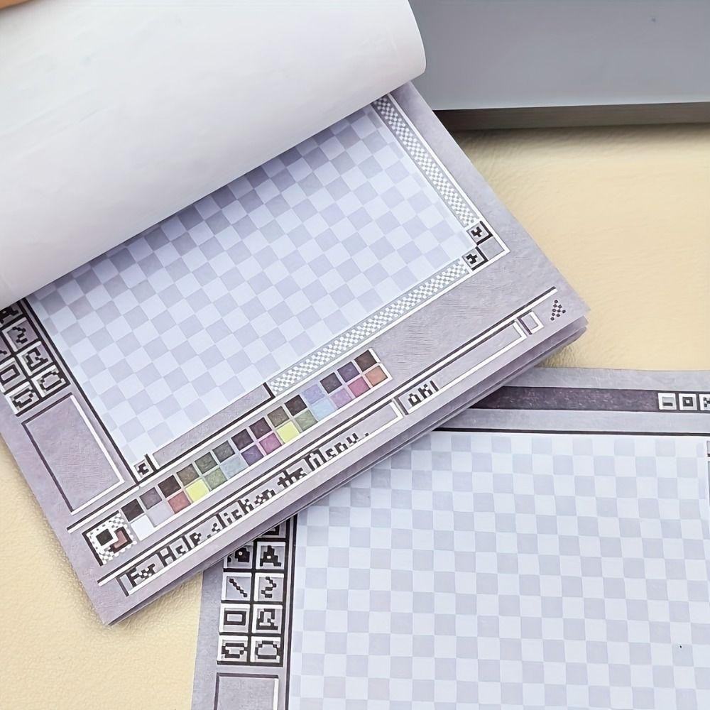 CATMALLER88 250 tờ ghi nhớ, Bảng vẽ máy tính Ghi chú dính độc đáo, Hình vuông sáng tạo Retro Dính Notepad Học sinh