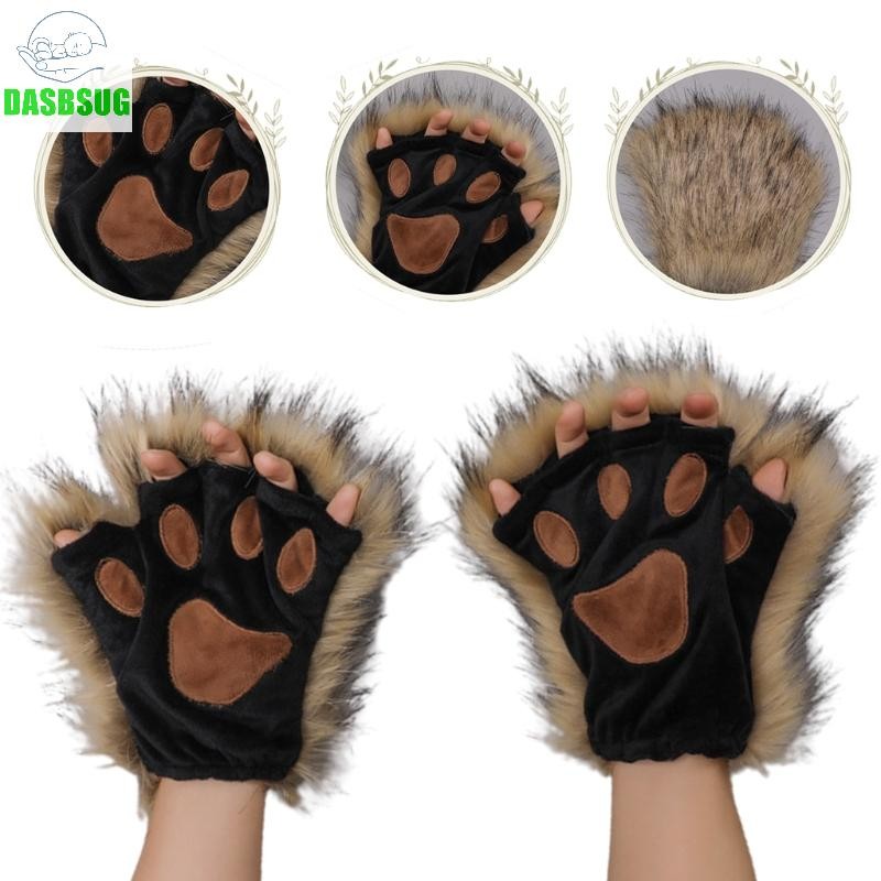 Dasbsug 1 Sói Paws Găng Tay Không Ngón Lông Mèo Con Cáo Vuốt Găng Tay Gothic Cosplay Trang Phục Đảng Accesso