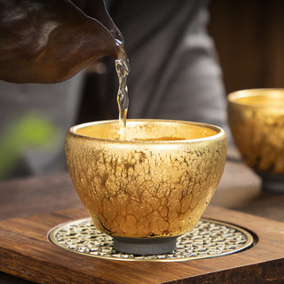 Cốc trứng Jian Zhan mạ vàng, cốc vàng thủ công, đĩa vàng 3R9G