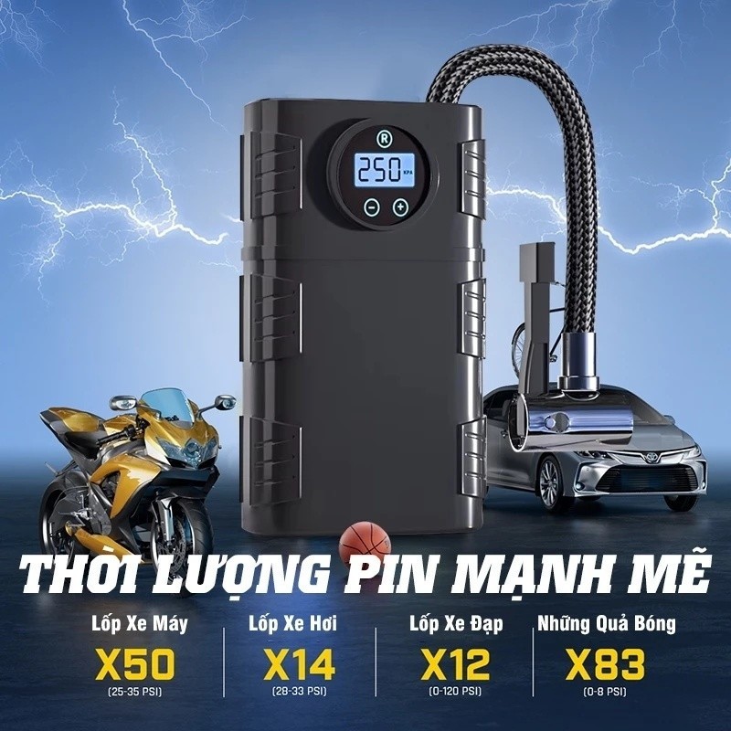 🔥Bơm không dây di động Sạc USB Bộ ngắt mạch tự động Giám sát áp suất lốp cho lốp xe đạp và bóng ô tô