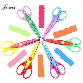 YOWEI 6 Cái / bộ Kéo Họa Tiết Sóng Máy Cắt Giấy DIY Dụng Cụ Thủ Công Giấy Thủ Công Thẻ Ảnh Kéo Trẻ Em Quà Tặng Đồ Dùng Văn Phòng VN