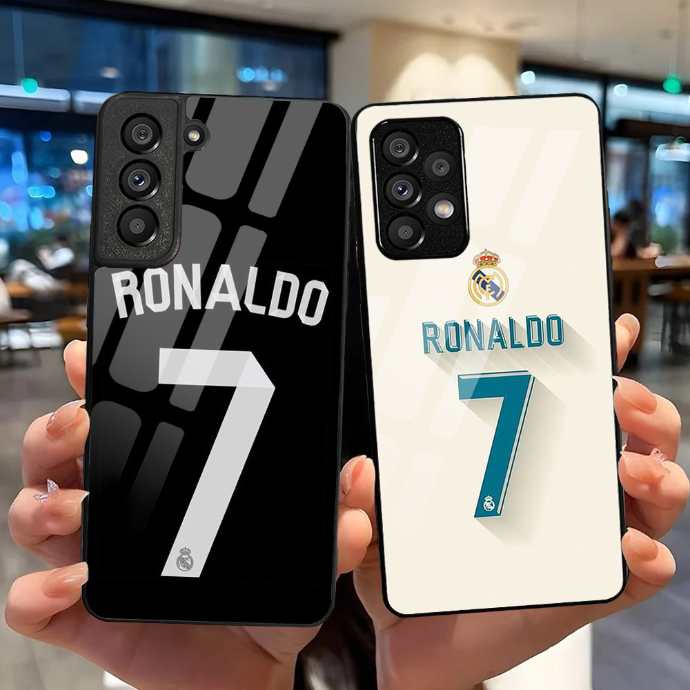 Ốp Điện Thoại Kính Cường Lực Cristiano Ronaldo CR7 01 Cho Samsung Galaxy Cover S24 ULTRA S23 S22 PLUS S21 S20 FE S10 S9