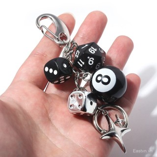 [Keychain] Móc khóa xúc xắc bi-a đen 8 sáng tạo, đơn giản, đa năng, mặt dây chuyền túi Ins, móc khóa xe, quà tặng phụ kiện tinh tế Y2KG