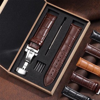 Dây đồng hồ da bò cao cấp 12-24mm chống thấm nước, khóa bướm, thay thế cho nhiều kích thước