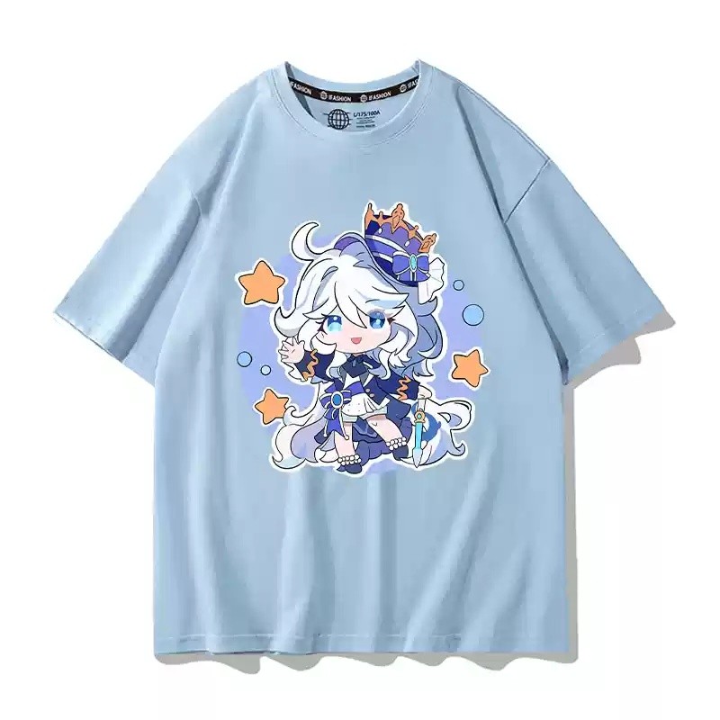 Gn Genshin Impact Furina Focalors trò chơi áo thun mùa hè Anime tay ngắn hàng đầu NG