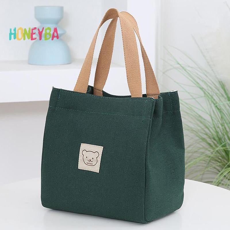 < Honeyba > Túi vải thời trang Túi xách Bento Hộp cơm trưa Túi vải nhỏ cầm tay