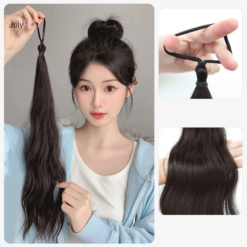 Julyhot Sóng Dài Đuôi Ngựa Nữ Tổng Hợp Tóc Giả Với Dây Cao Su Xoăn Thẳng Đuôi Ngựa Nối Dài Co Giãn Vòng Tóc Massivedeals