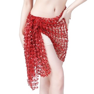 CLI Nữ Kim Sa Lấp Lánh Quấn Mini Váy Bụng Khiêu Vũ Lấp Lánh Khăn Hông