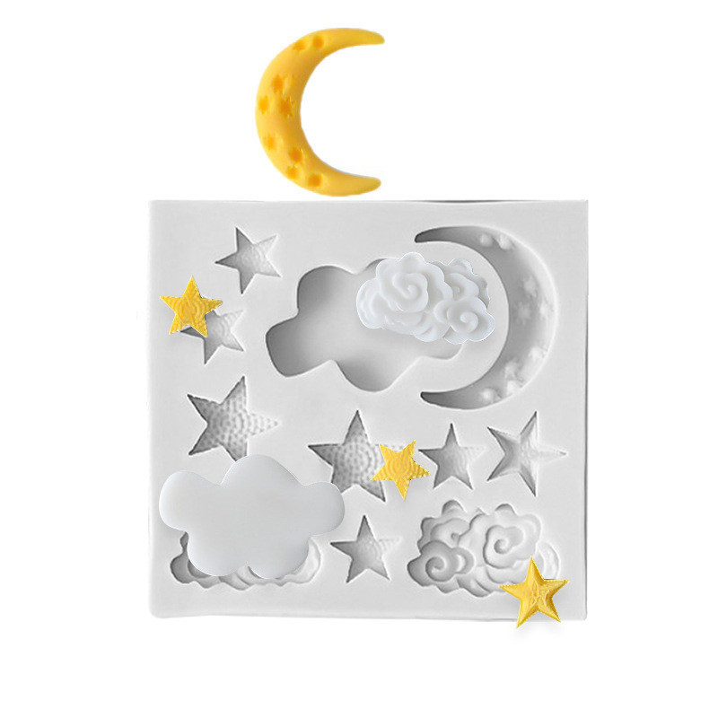 Moon Star Cloud Khuôn Silicon Tự Làm Chocolate Khuôn Trang Trí Bánh Khuôn Nướng Bánh Khuôn