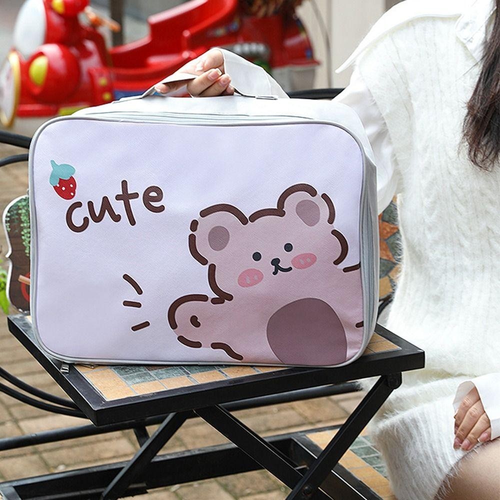 Túi xách ăn trưa WOAY, Túi du lịch PU dung tích lớn, Túi Duffel hành lý di động in hình hoạt hình bền bỉ dành cho sinh viên