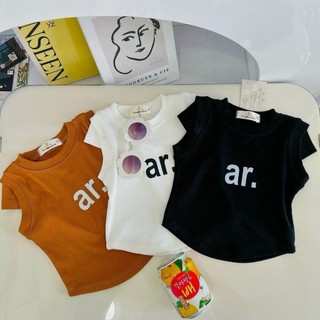A16- Áo thun phối tay con dành Cho Bé gái chữ AR - Size 8-35Kg