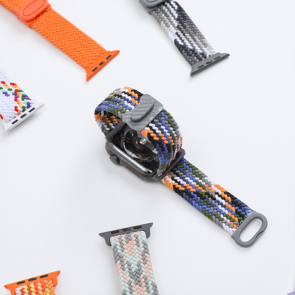 Dây đeo Solo bện Dây đeo Nylon đàn hồi tương thích cho Apple Watch Series11 / 10 42mm 46mm Ultra3 / 2 / 1 49mm 9 8 7 6 5 4 SE 45mm 44mm 41mm 40mm