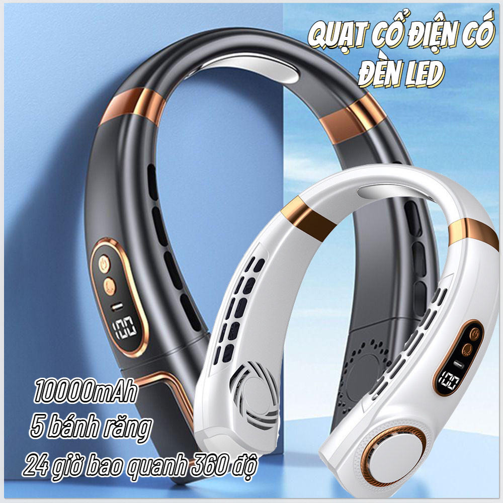 Quạt cổ nâng cấp màn hình LED thông minh Quạt sạc USB quạt cổ nhỏ gió mạnh quạt cầm tay quạt thể thao